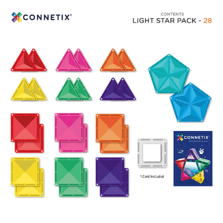In dem Connetix-Set sind 28 Magnetbausteine in verschiedenen Farben integriert