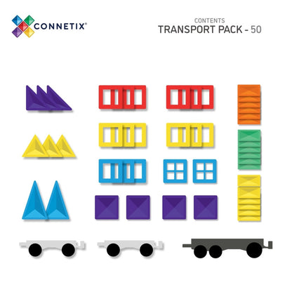 Das Transport Pack von Connetix enthält 50 verschiedenen Magnetbausteine