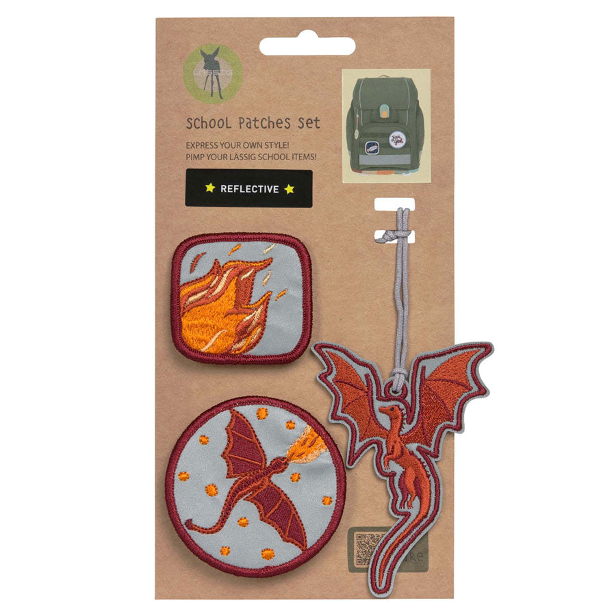 Reflective Patches für Schulranzen und Rucksäcke im Drachen-Design