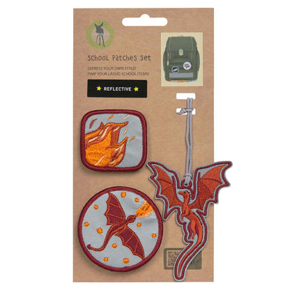 Reflective Patches für Schulranzen und Rucksäcke im Drachen-Design
