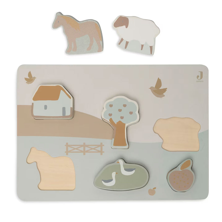Das Holzpuzzle für Kinder kommt mit tollen schlichten Motiven