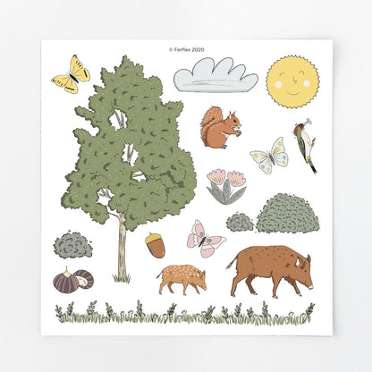 Wald Ferflex Magnete mit Motiven wie Wildschein und Eichhörnchen  