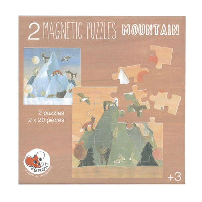 Magnetpuzzle Buch mit den "Berg-Motiven" mit jeweils 20 Teilen