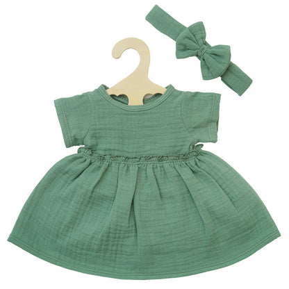 Musselin-Puppenkleid mit Rüschen & Haarband | Bio-Baumwolle