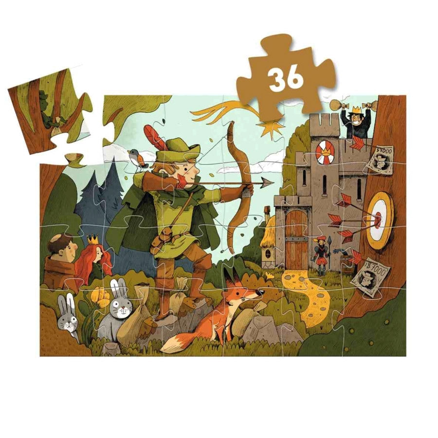 Puzzle mit dem Motiv Robin Hood und weiteren Figuren mit 36 Teilen