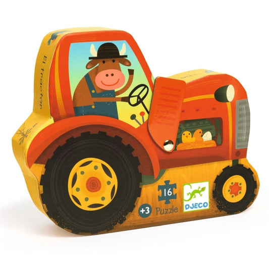 Das Puzzle kommt in der Form eines Traktors und eignet sich perfekt als Geschenk