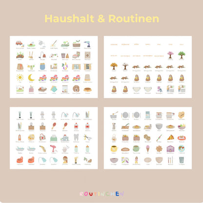 Routineplaner mit Karten zum Thema Haushalt und Routinen