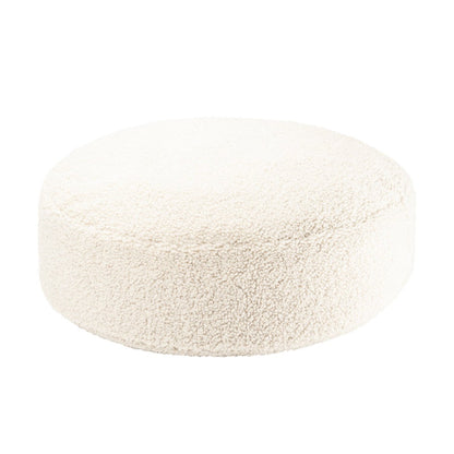 Runder Sitzsack in Teddyoptik in der Farbe creme.