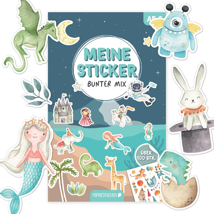 Stickerblock Bunter Mix mit vielen verschiedenen Stickern