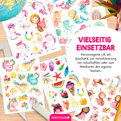 Die Sticker sind vielseitig einsetzbar. Perfekt als Geschenk, zur Verschönerung von Heften oder zum markieren der eigenen Sachen. 