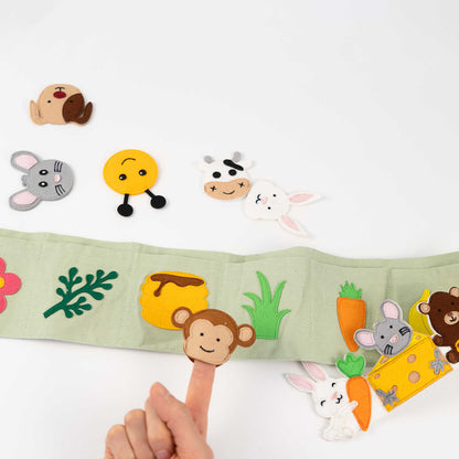 Die Zuordnungstiere dienen auch gleichzeitig als Fingerpuppen für noch mehr Spielspaß