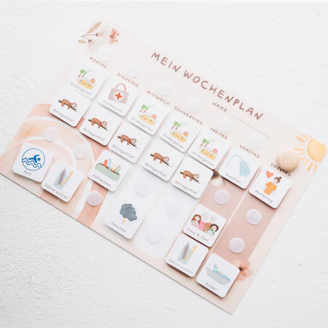 Wochenplan für Kinder mit Regenbogen-Design